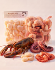 Seafood Exquisite SeriosFood — homar întreg crud, scoici Saint-Jacques, creveți argentinieni roșii easy-peel, tentacule de caracatiță