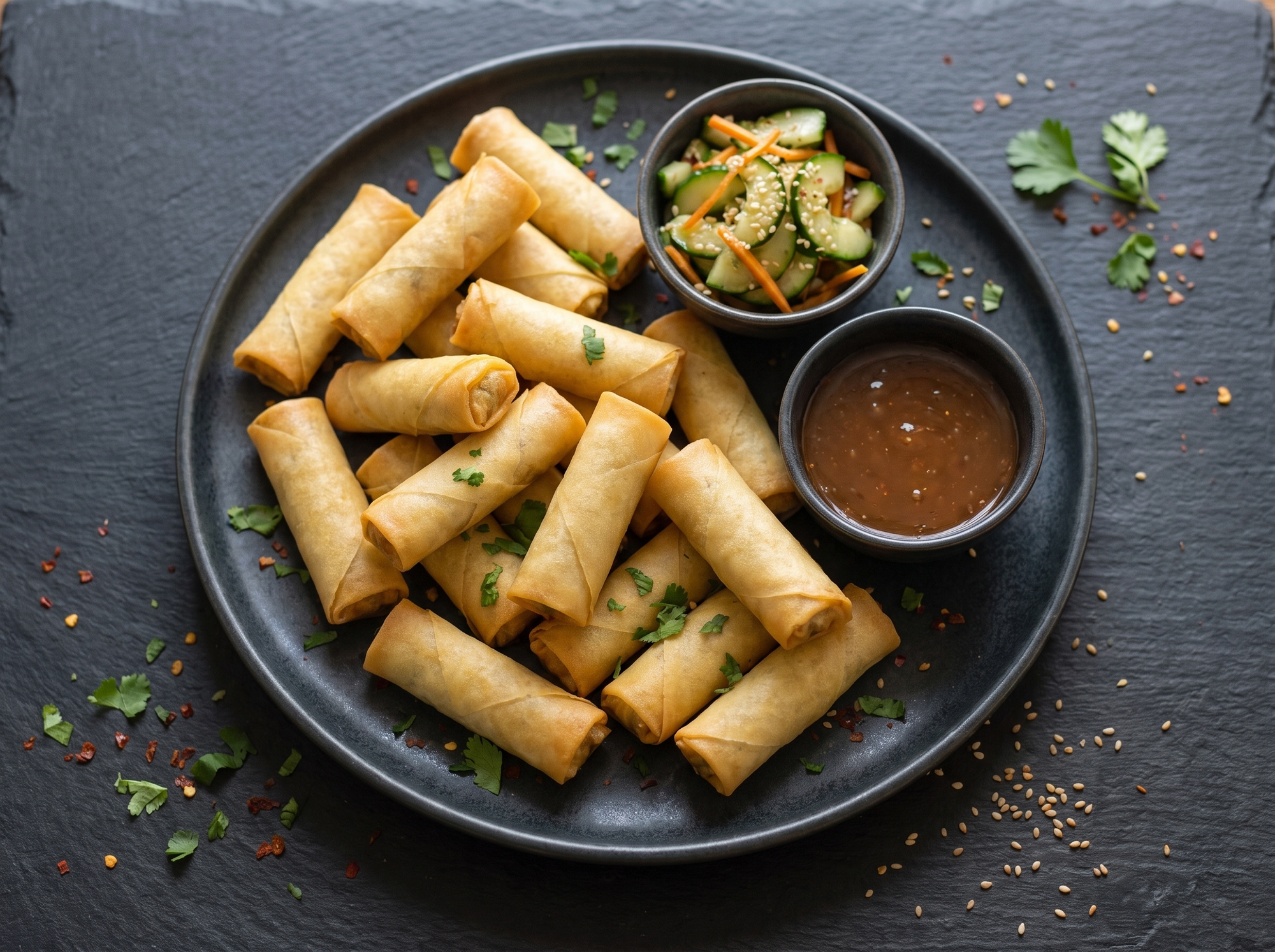 Mini spring rolls cu dip dulce-picant