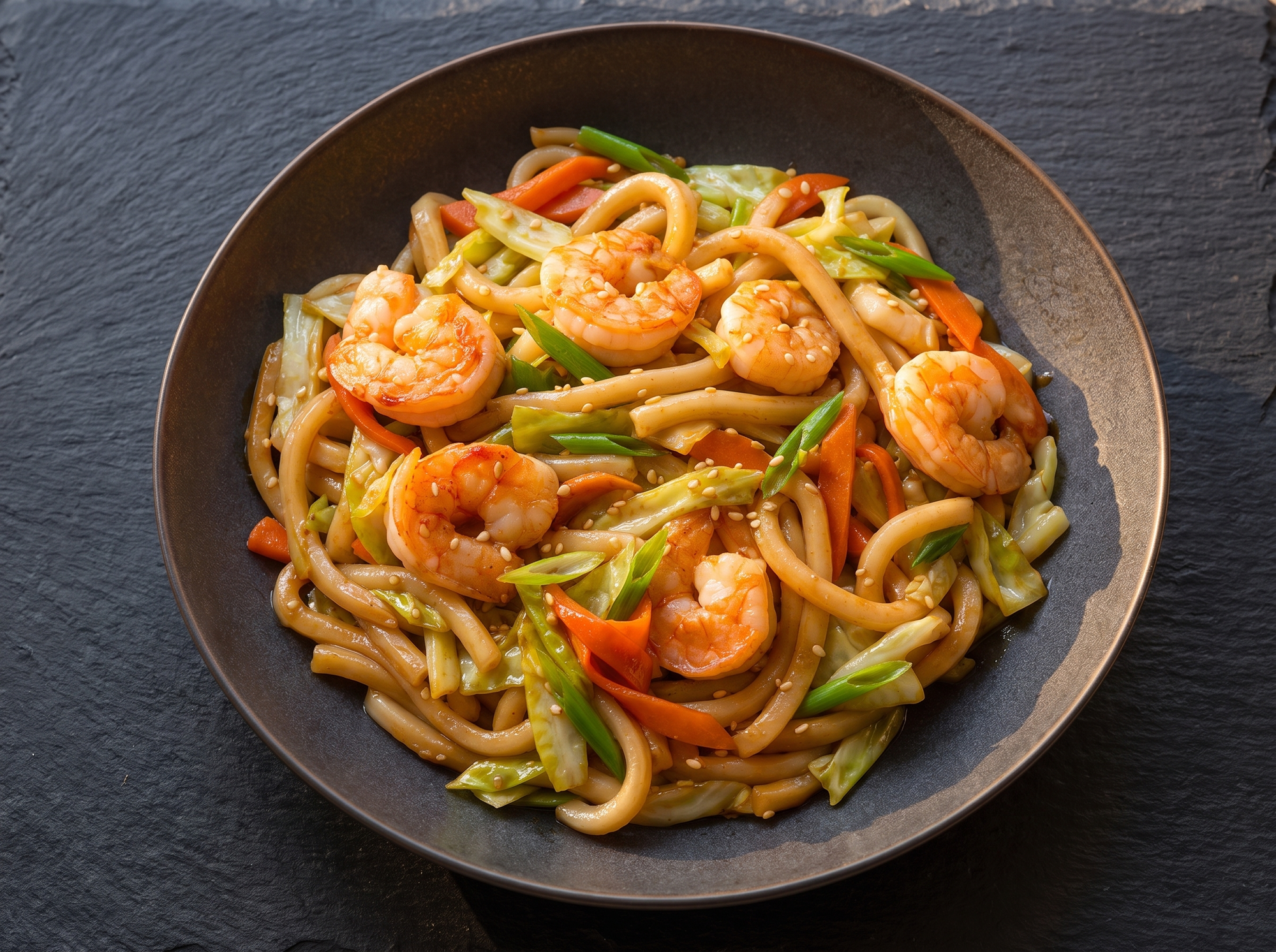 Yaki udon cu creveți