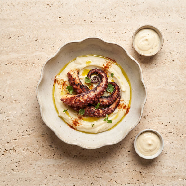 Grilled octopus with smoked mashed potatoes