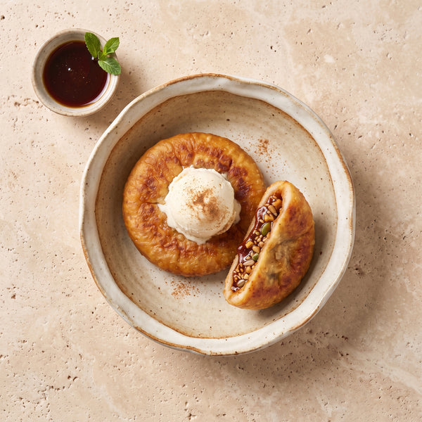Warm hotteok with ice cream