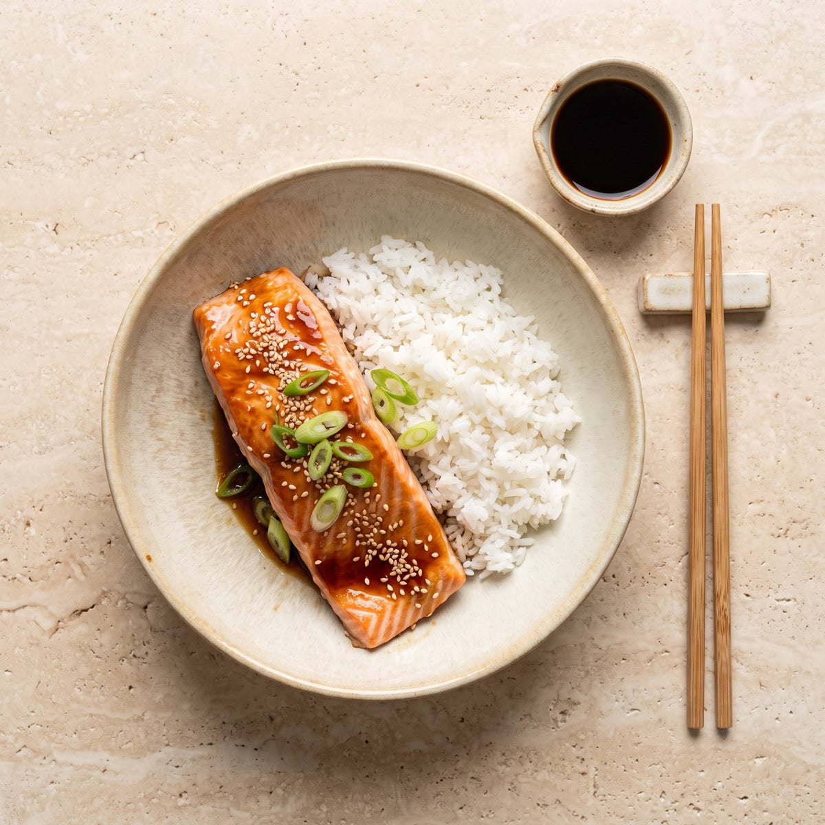Somon teriyaki cu orez