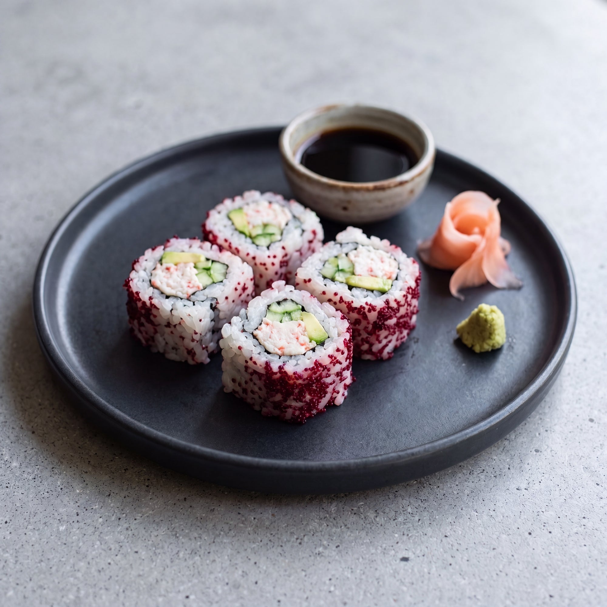 Uramaki cu Masago Red, sugestie de servire