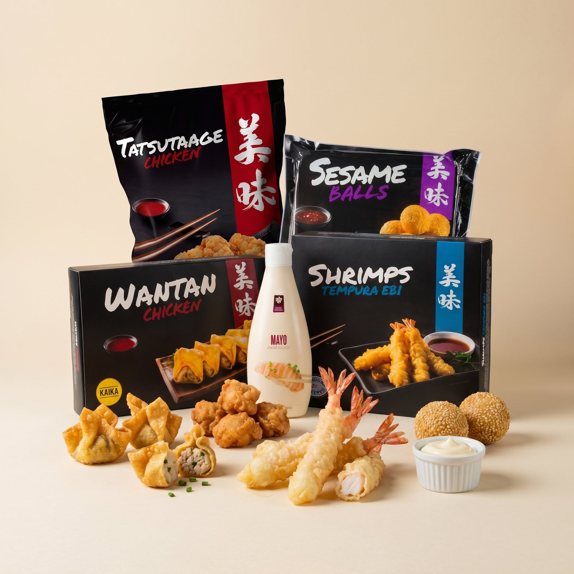 Crispy Weekend box - tempura, karaage, wantan pui, bile susan, mayo