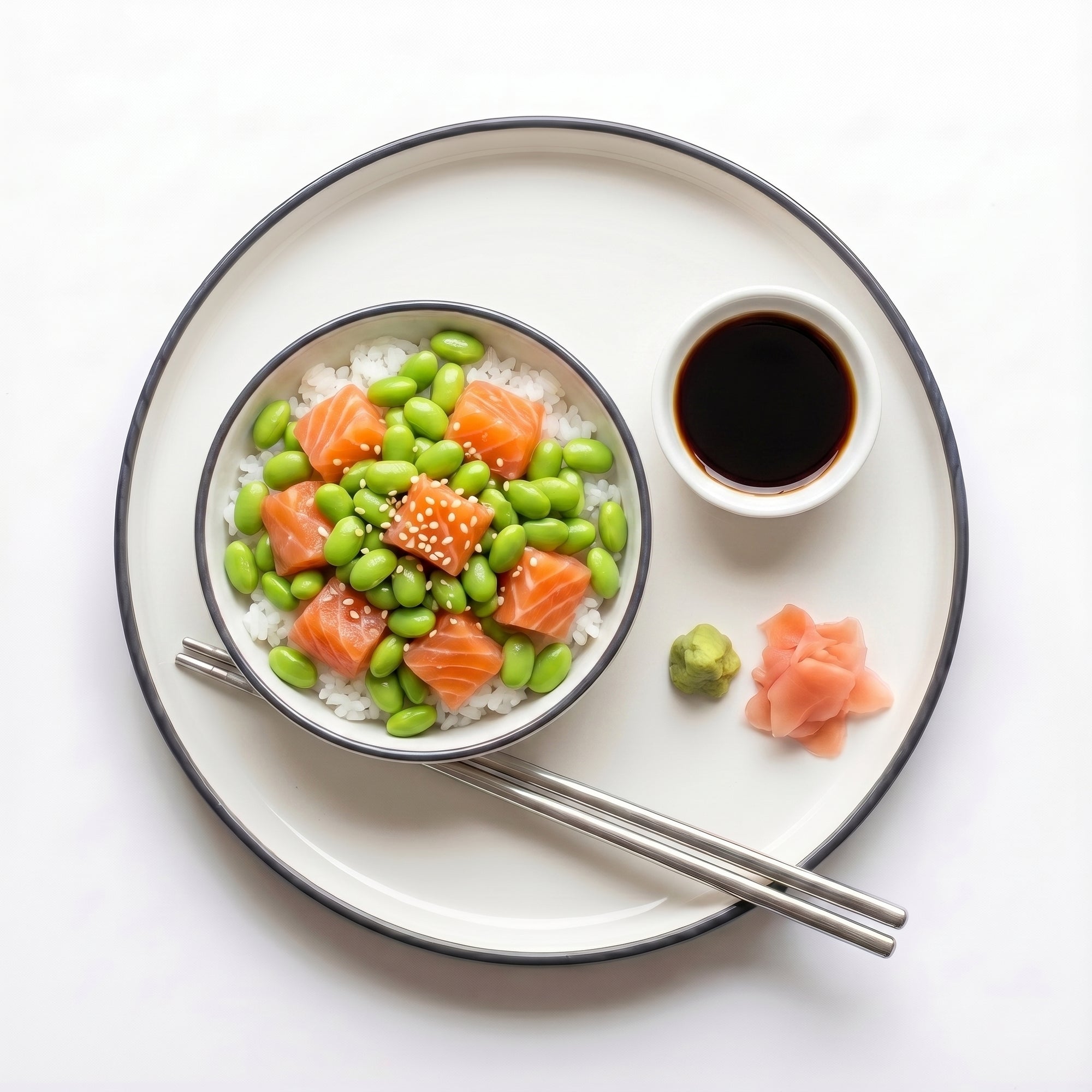 Cum savurezi Edamame decojite — poke bowl cu somon și boabe