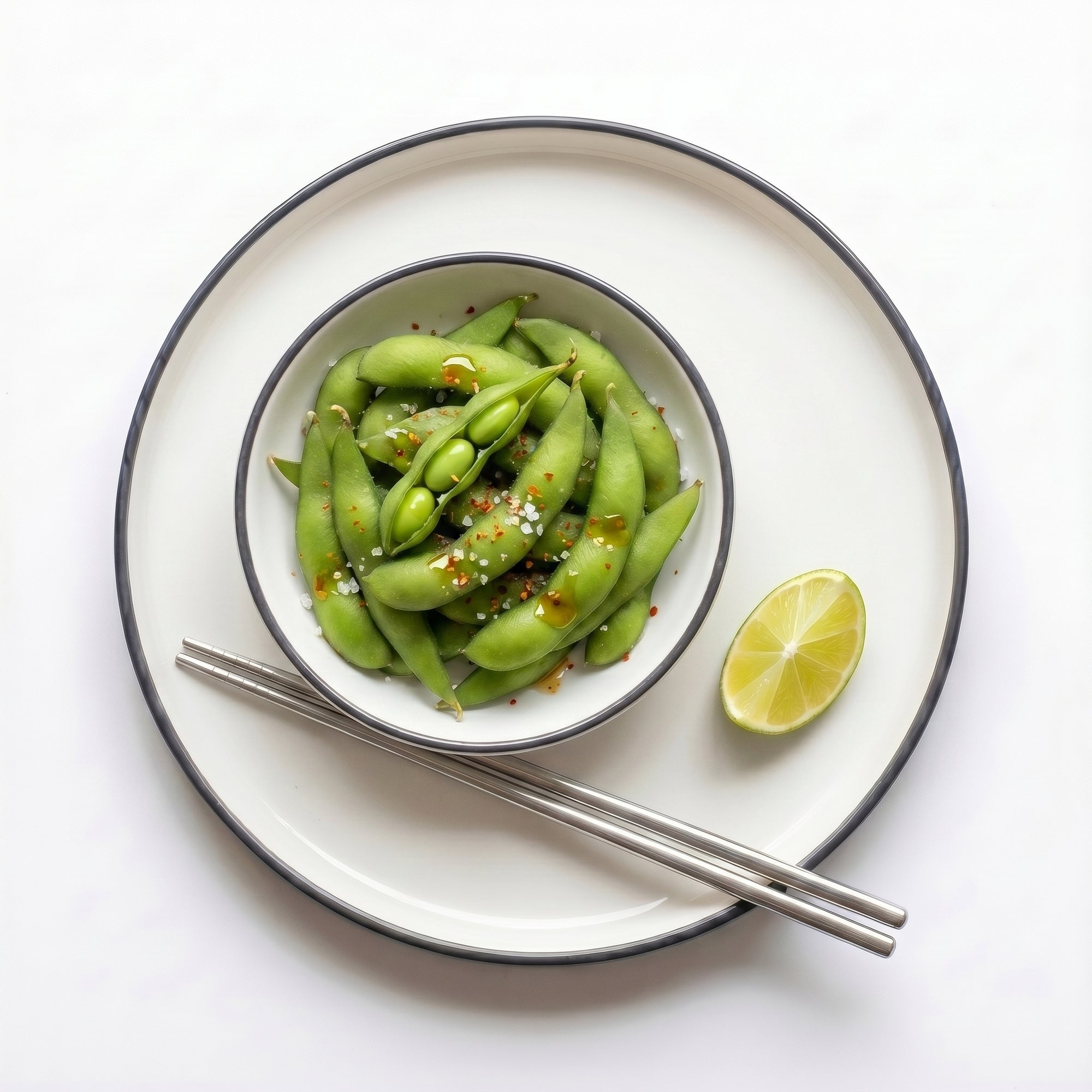 Cum savurezi Edamame standard — păstăi cu sare, togarashi și lime