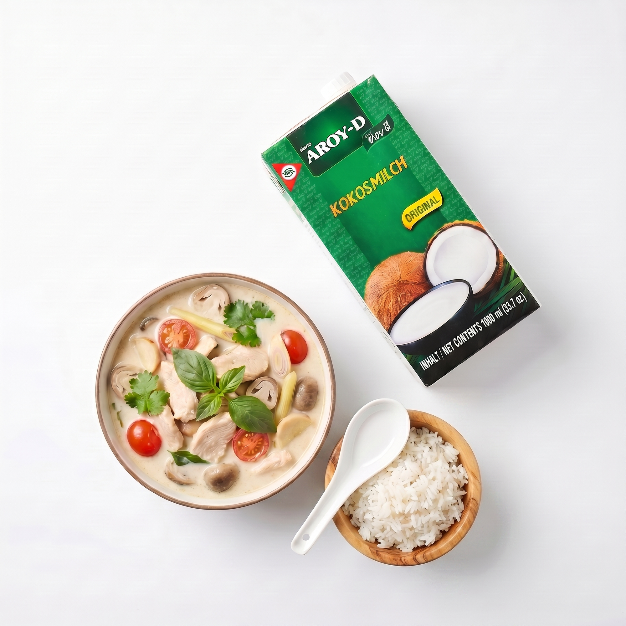 Lapte de cocos AROY-D - curry thailandez cremos preparat cu lapte de cocos