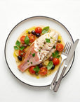 Red snapper all acqua pazza cu rosii cherry si masline