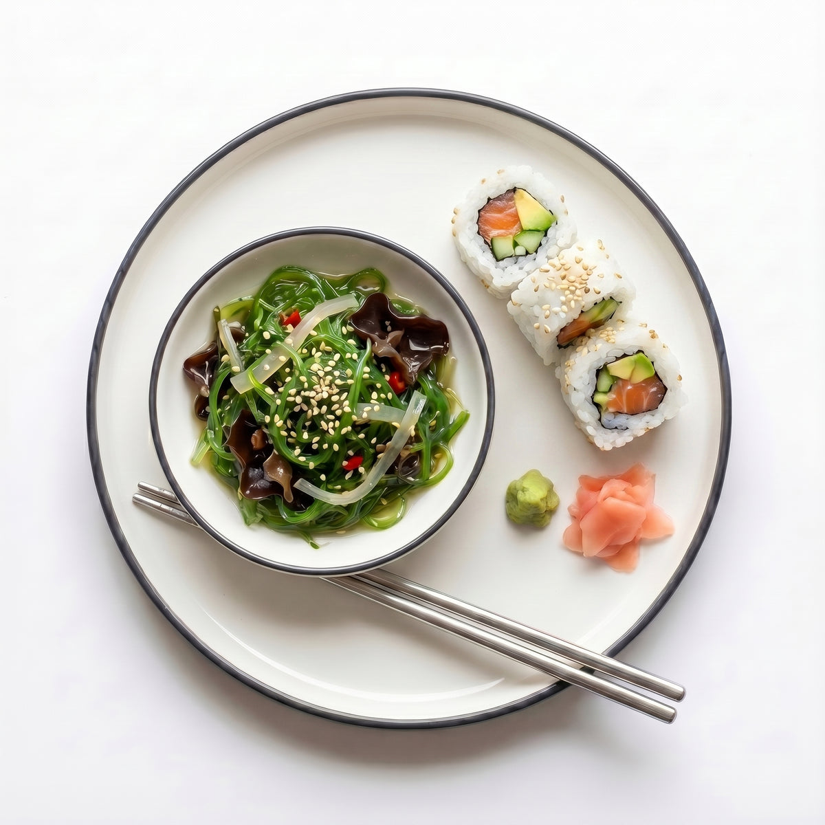 Cum se savurează Salata Wakame Coreea — în bol cu California rolls