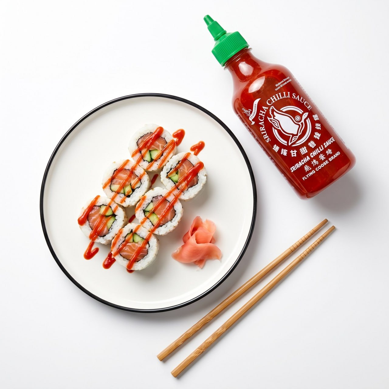 Sos Sriracha cu sushi rolls