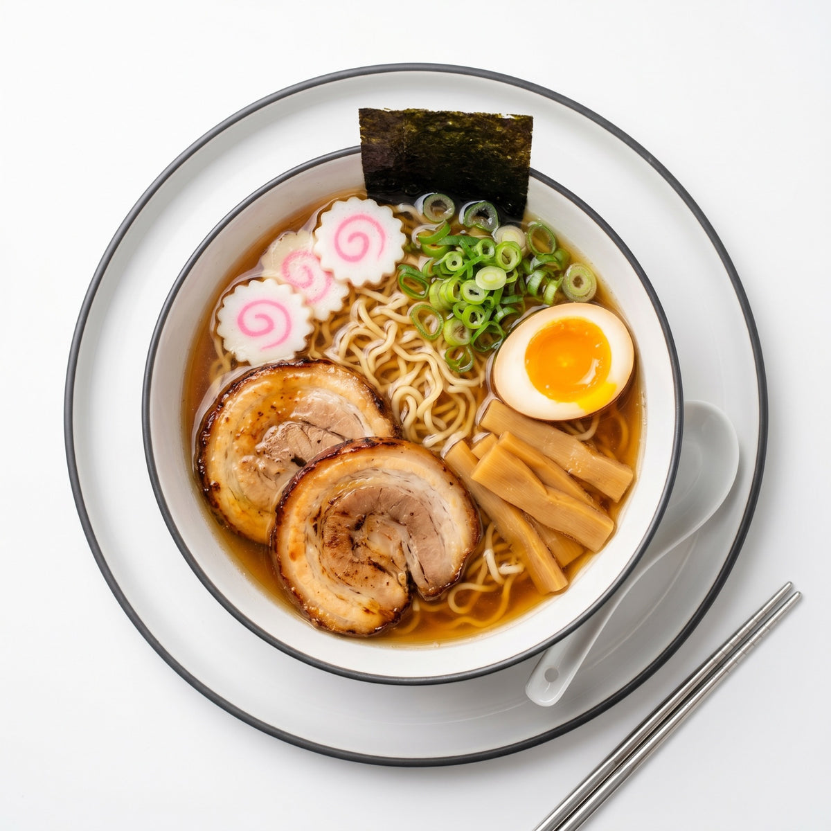 Surimi Naruto savurat – bol ramen cu naruto, chashu, ou ramen, nori, ceapă verde – SeriosFood