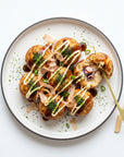 Savurezi Takoyaki — tradițional cu sos + maioneză + bonito + ceapă verde
